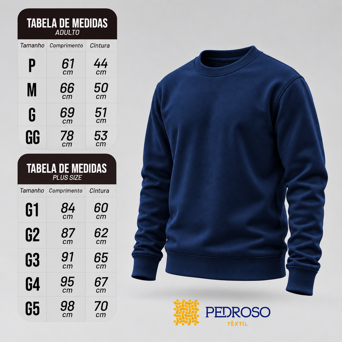 Blusa Moletom Careca Lisa Premium Slim Algodão Mácio