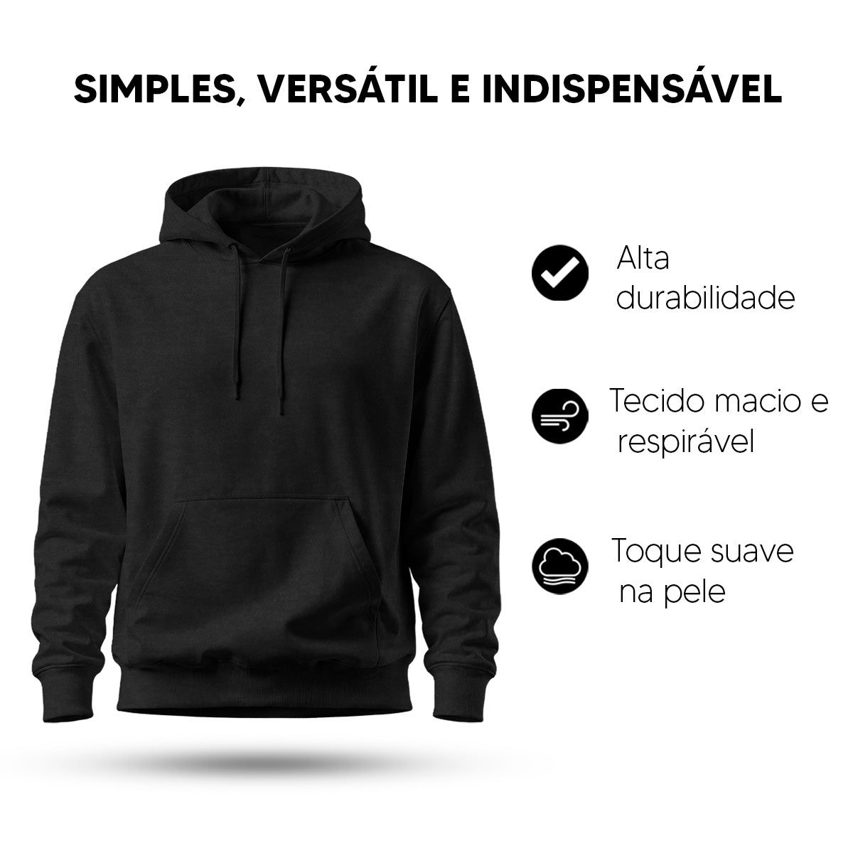Blusa Moletom Canguru Lisa Premium Slim Algodão Mácio Unissex