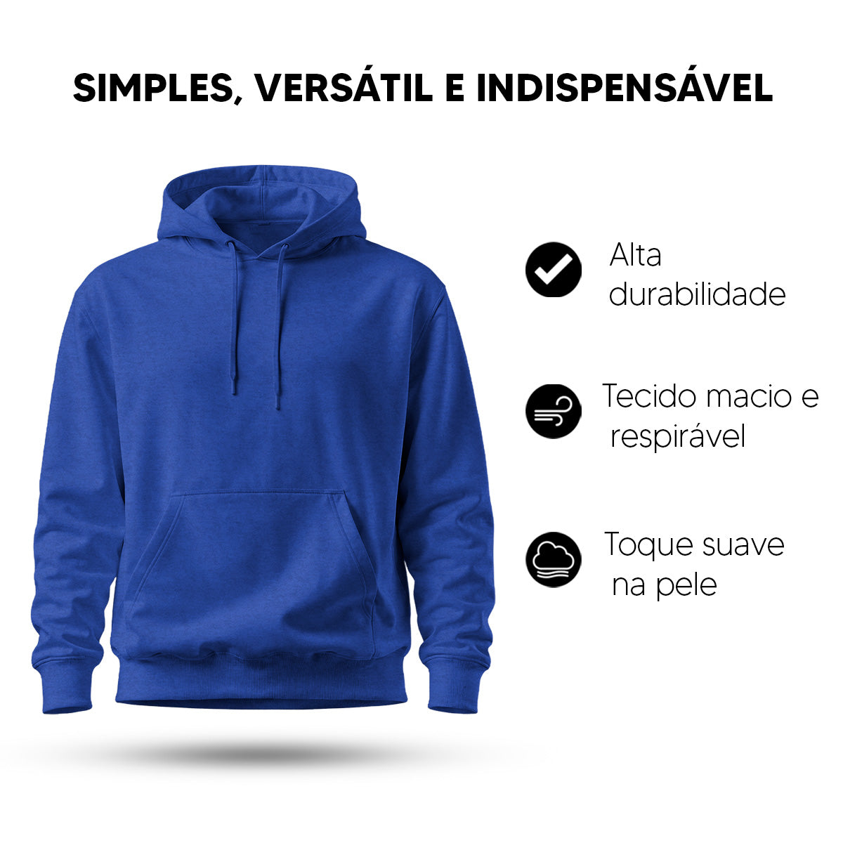 Blusa Moletom Canguru Lisa Premium Slim Algodão Mácio Unissex