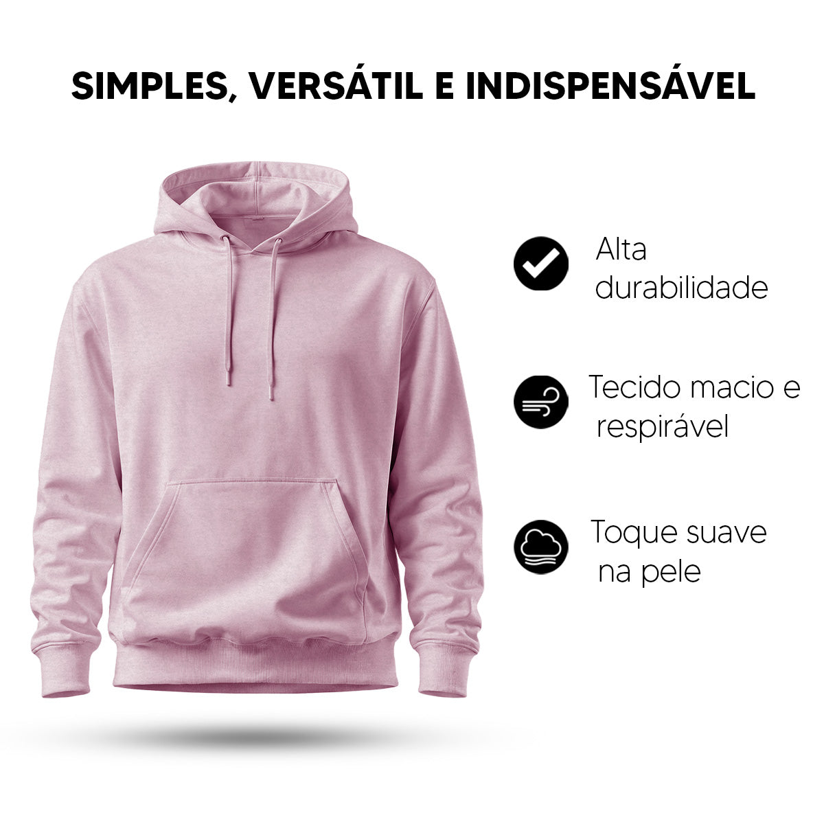 Blusa Moletom Canguru Lisa Premium Slim Algodão Mácio Unissex