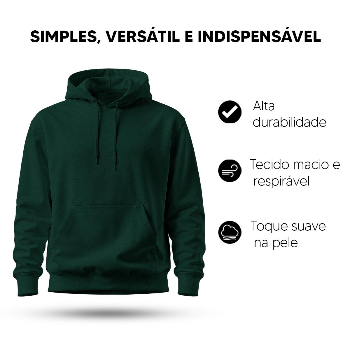 Blusa Moletom Canguru Lisa Premium Slim Algodão Mácio Unissex