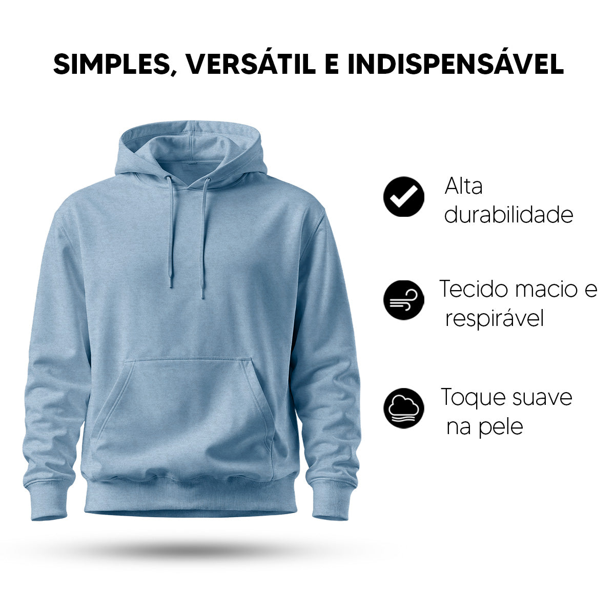 Blusa Moletom Canguru Lisa Premium Slim Algodão Mácio Unissex