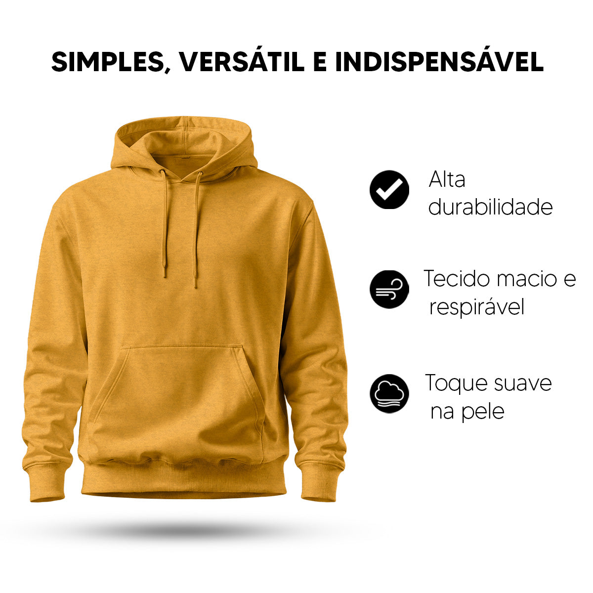 Blusa Moletom Canguru Lisa Premium Slim Algodão Mácio Unissex