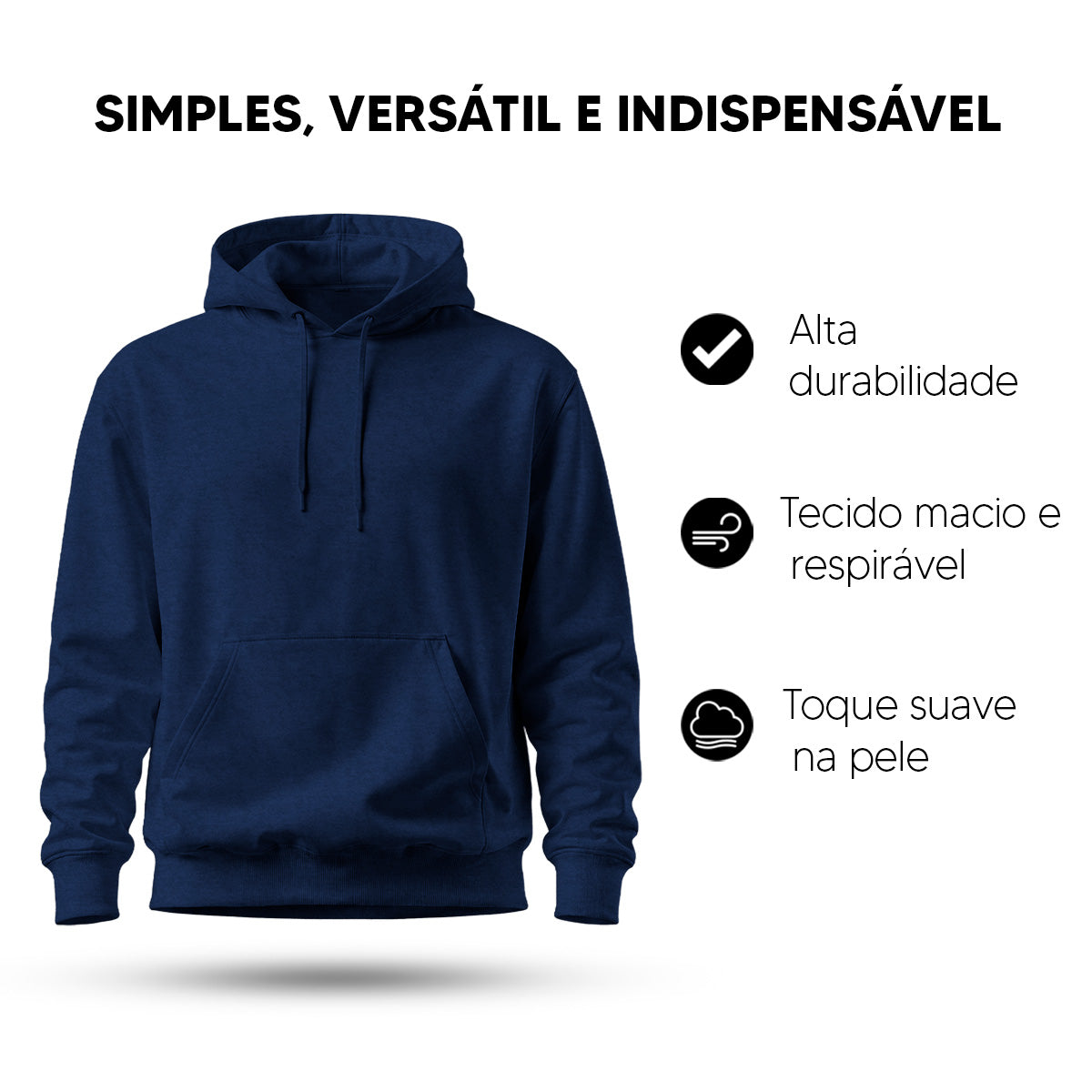 Blusa Moletom Canguru Lisa Premium Slim Algodão Mácio Unissex