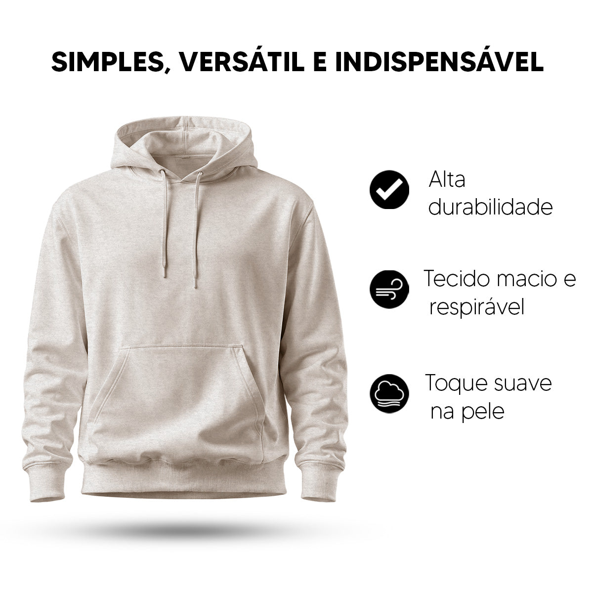 Blusa Moletom Canguru Lisa Premium Slim Algodão Mácio Unissex