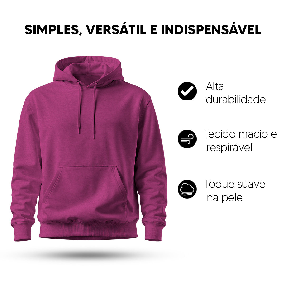 Blusa Moletom Canguru Lisa Premium Slim Algodão Mácio Unissex