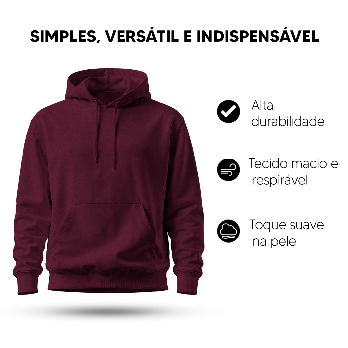 Blusa Moletom Canguru Lisa Premium Slim Algodão Mácio Unissex