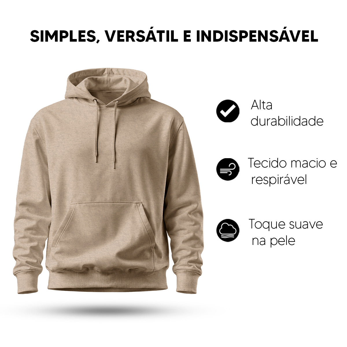 Blusa Moletom Canguru Lisa Premium Slim Algodão Mácio Unissex