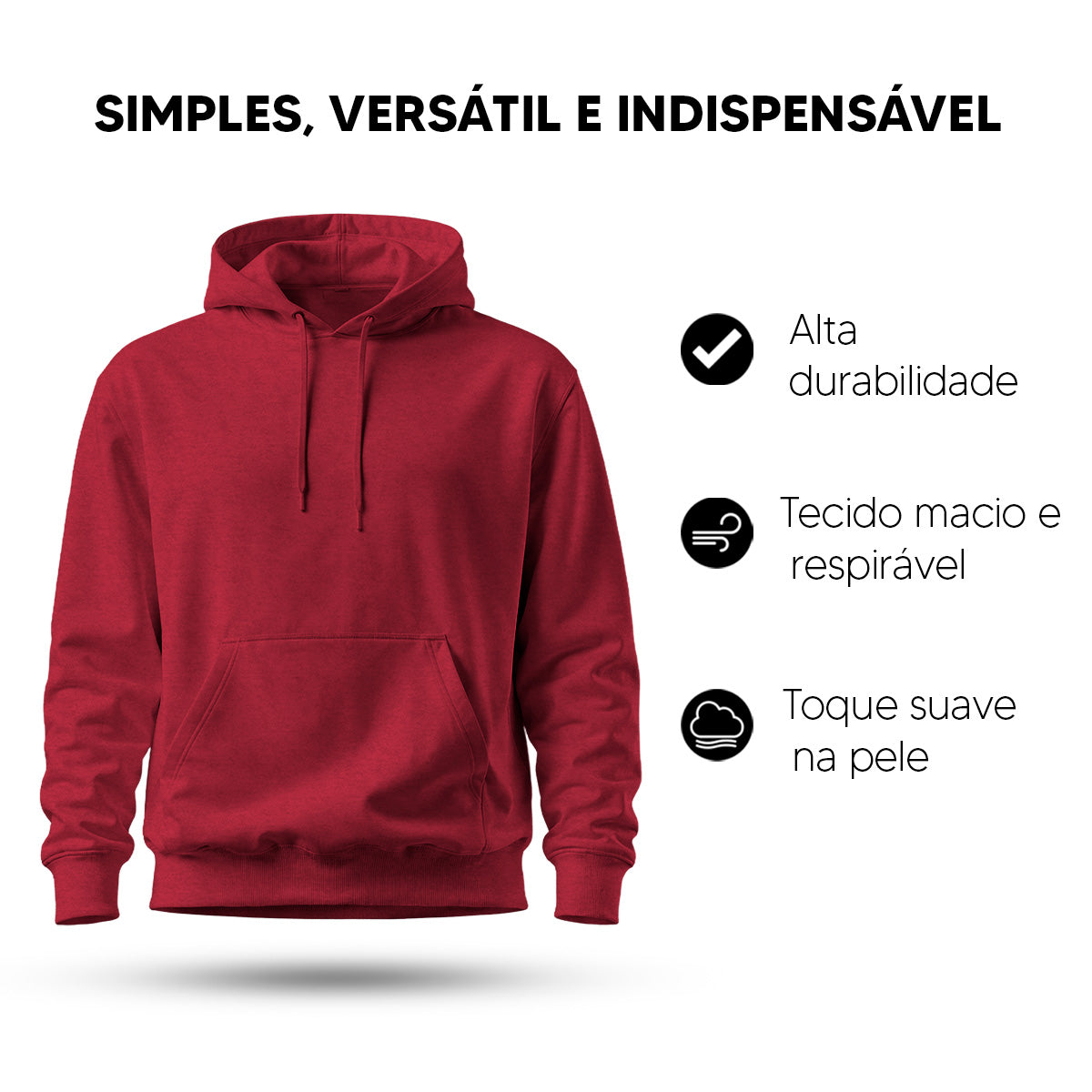 Blusa Moletom Canguru Lisa Premium Slim Algodão Mácio Unissex