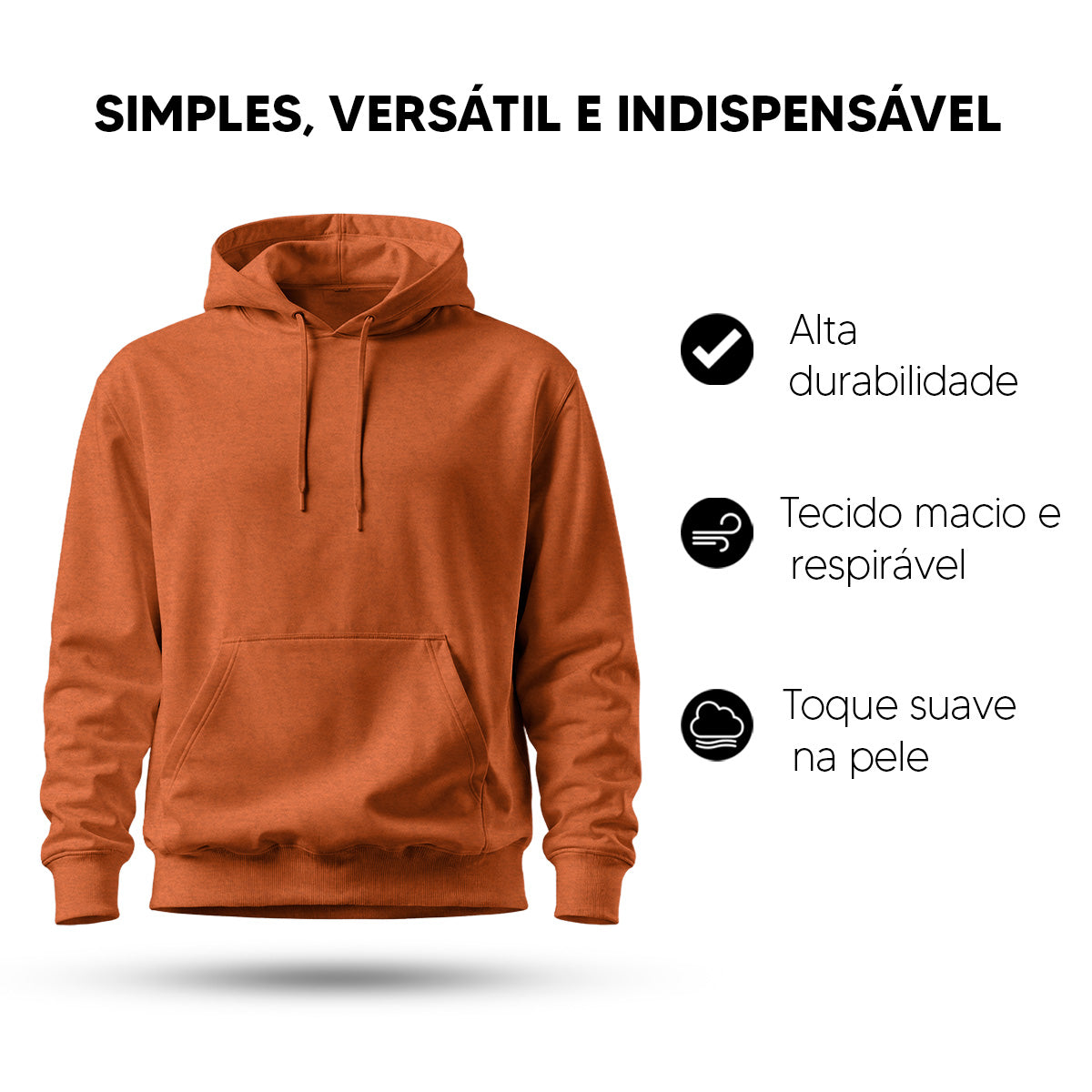 Blusa Moletom Canguru Lisa Premium Slim Algodão Mácio Unissex