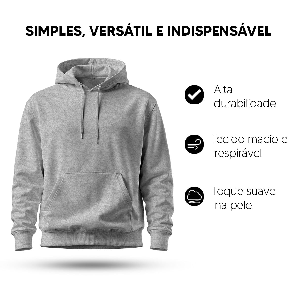 Blusa Moletom Canguru Lisa Premium Slim Algodão Mácio Unissex