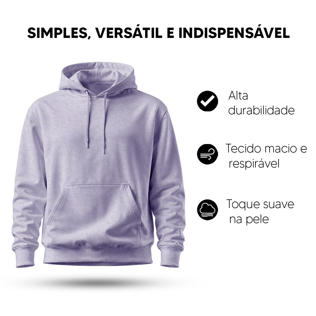 Blusa Moletom Canguru Lisa Premium Slim Algodão Mácio Unissex