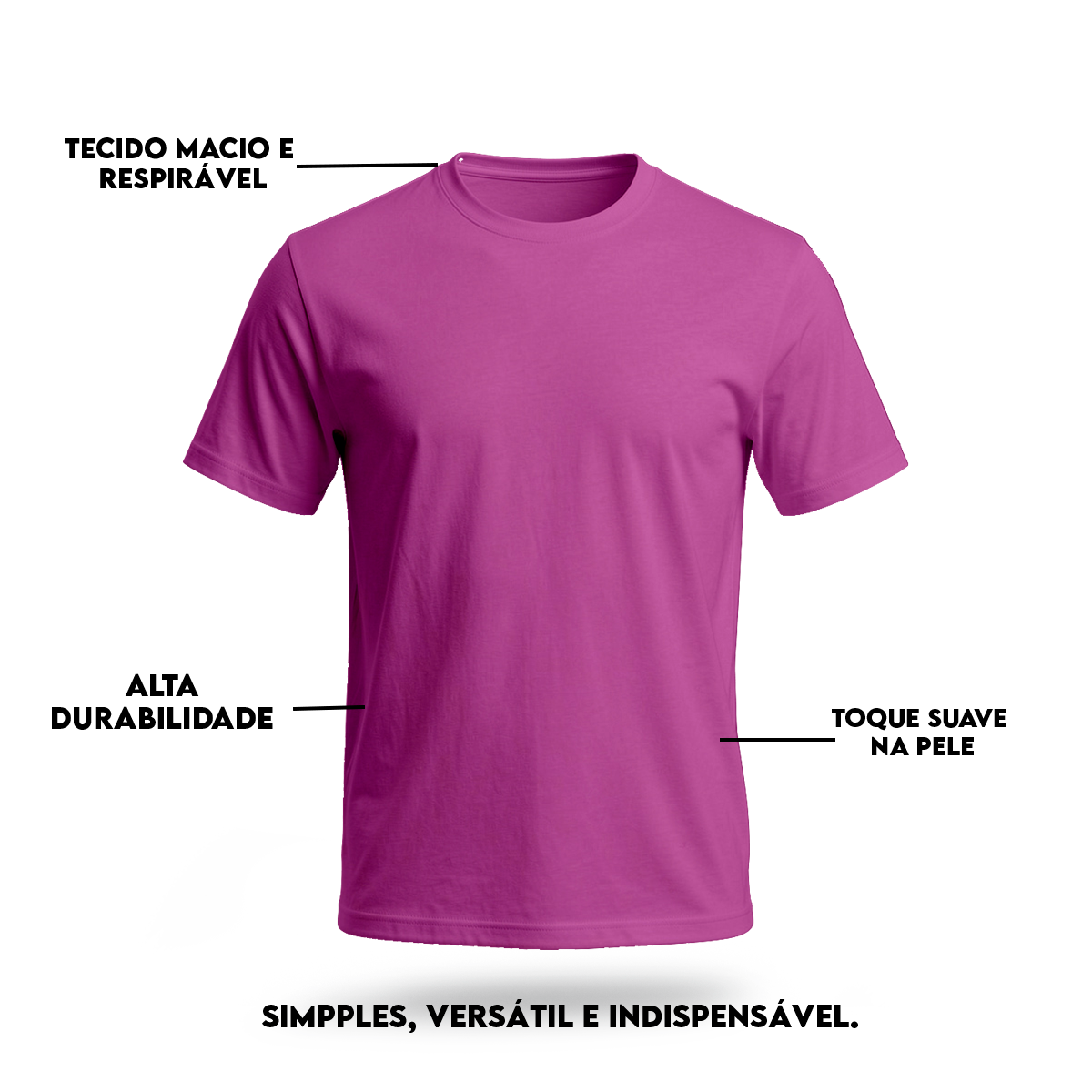Camiseta Camisa Lisa Premium Slim Algodão Cores Variadas