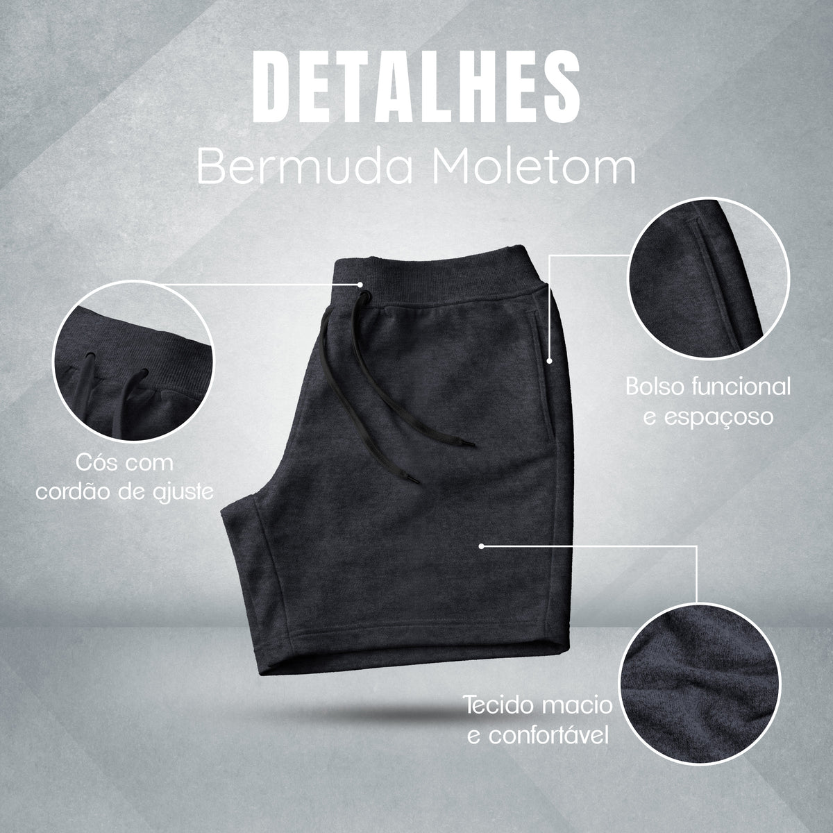Bermuda Short Moletom Masculino Basico Diversas Cores