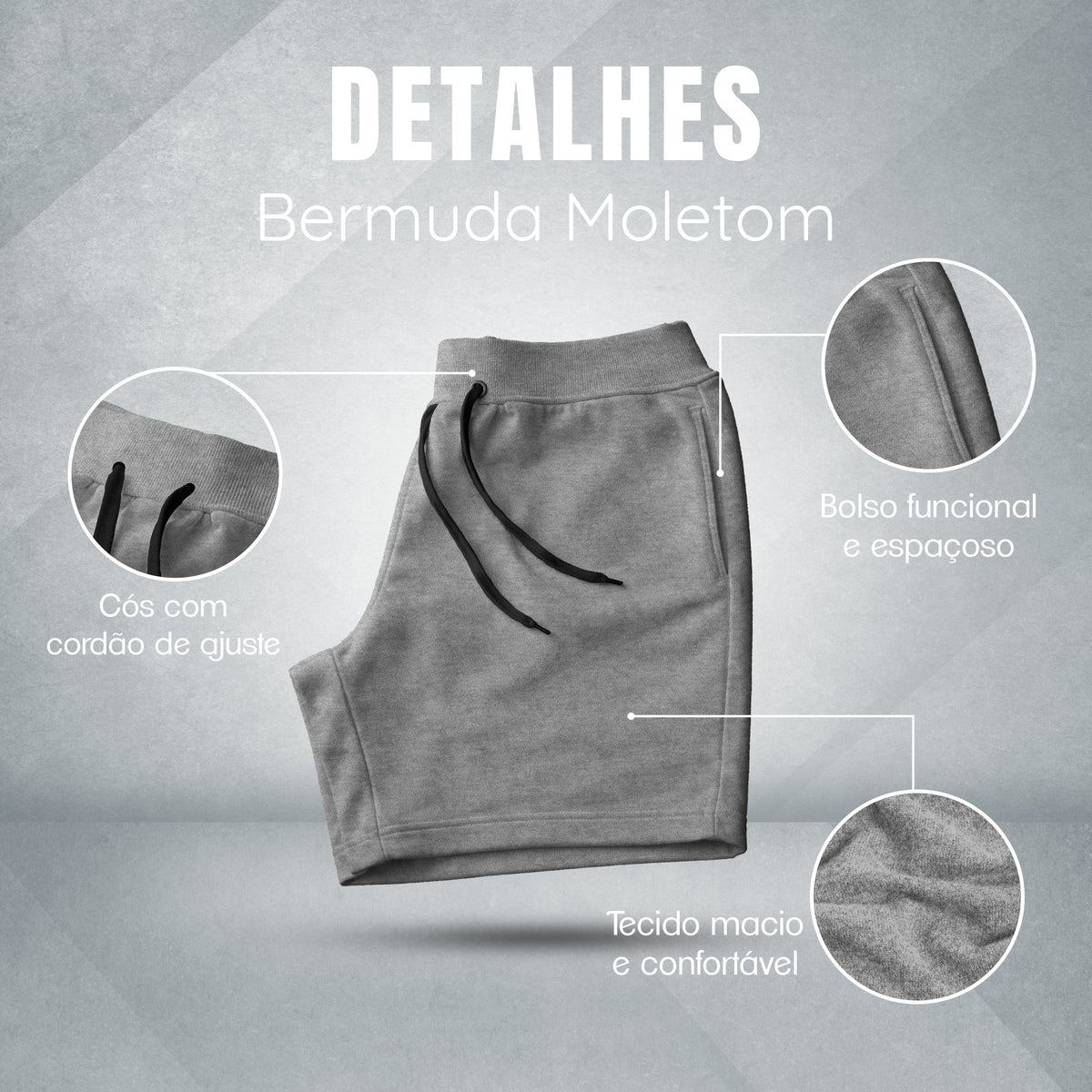 Bermuda Short Moletom Masculino Basico Diversas Cores